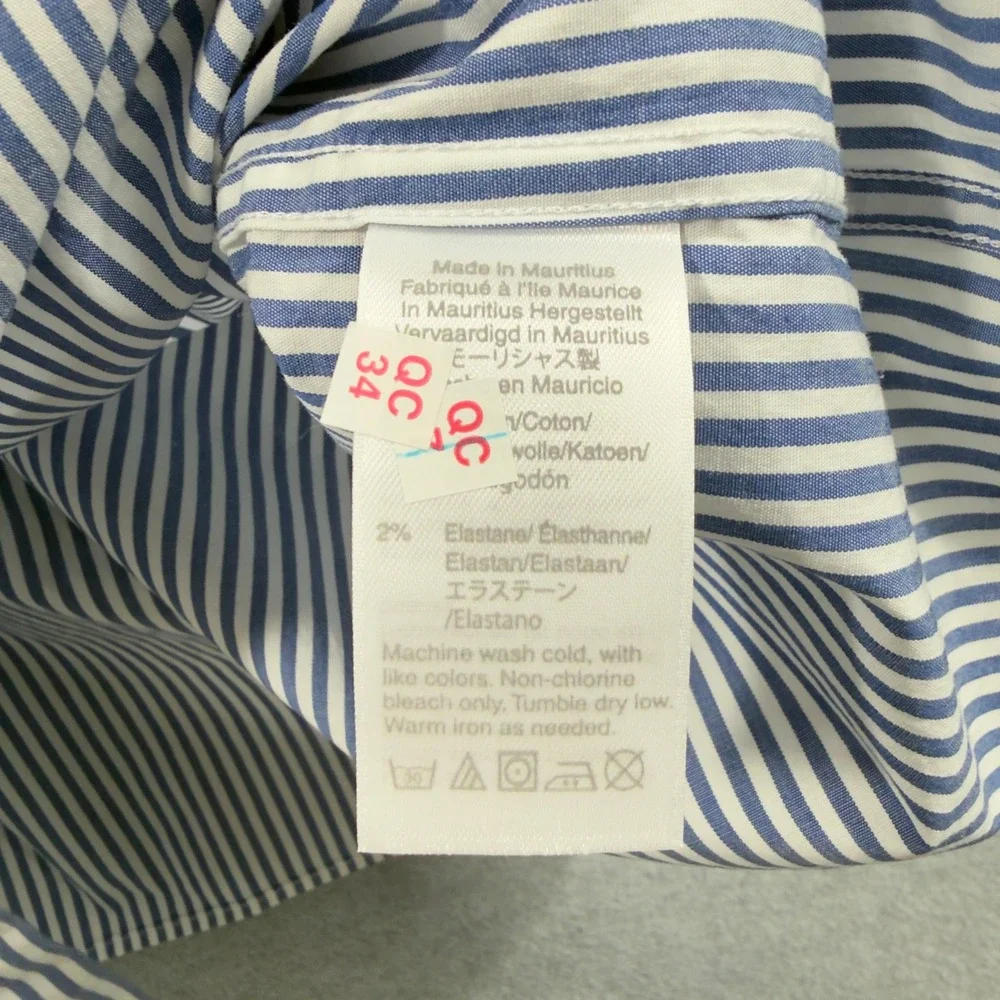 J. Crew Button Down Shirt Mens XL Blue Striped Mercantile Flex Slim